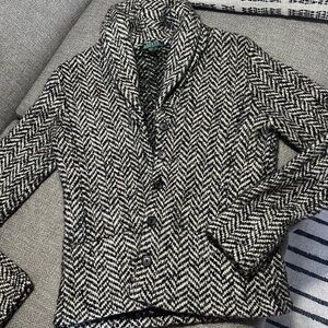Ralph Lauren green label wool blend chevron shawl collared coat